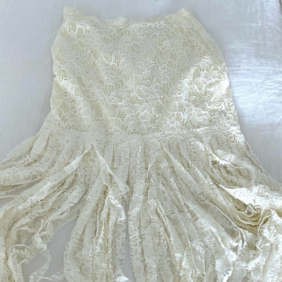 NWOT Alexis Ivory Lace Fringe Skirt Long Fairy Gypsy Boho Hi-Low Large $975💛 - Picture 7 of 8